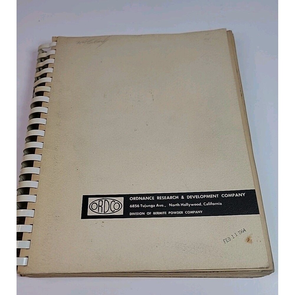 1952 1953 ORDCO Ordnance Research Manual ASTM Test Methods Bermite Powder...